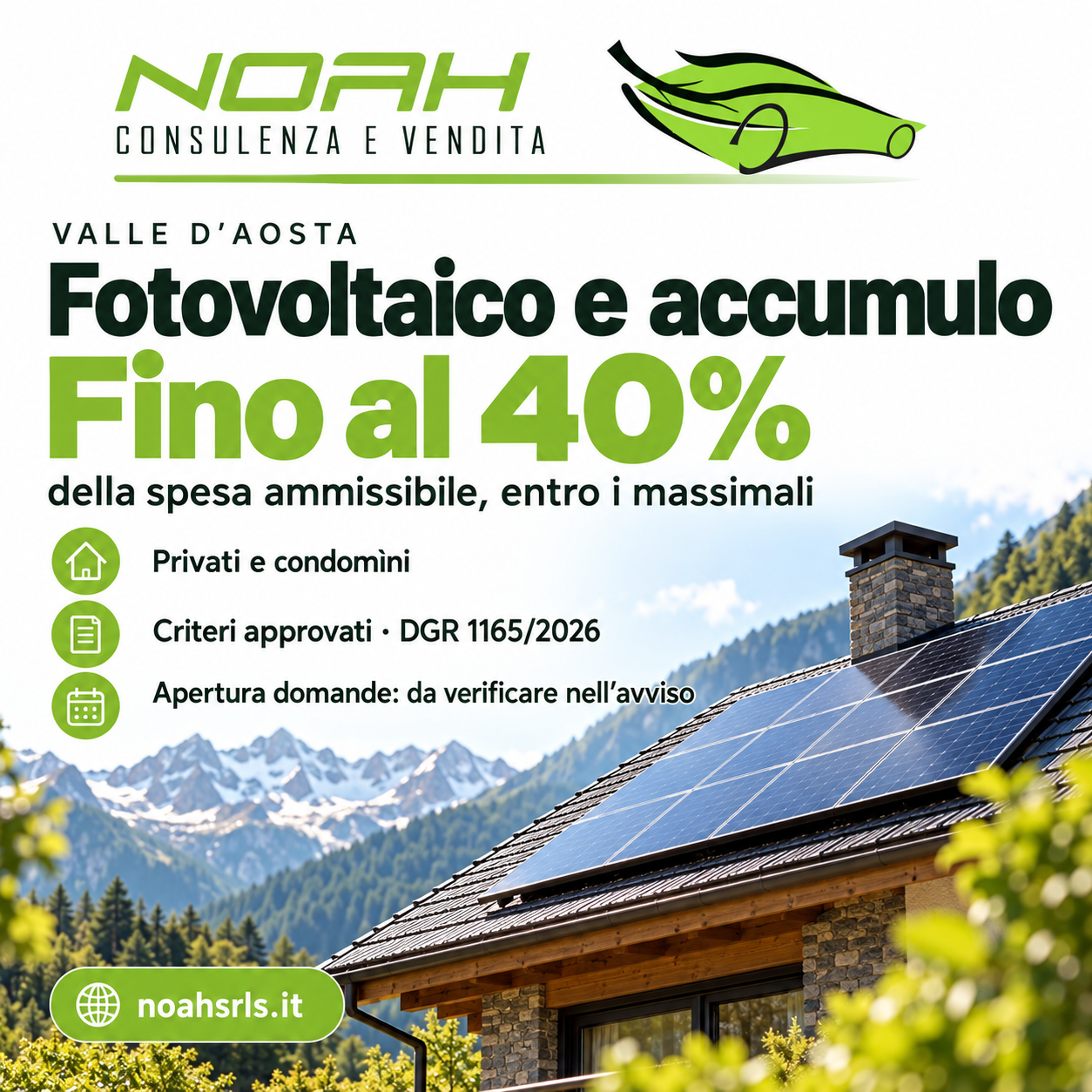 Fotovoltaico e accumulo in Valle d’Aosta: contributi fino al 40% della spesa ammessa entro i massimali